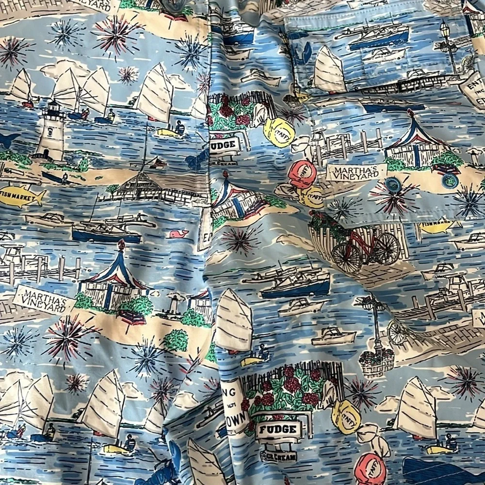 Vineyard Vines Coastal Scene Shorts - Blue and Multicolor